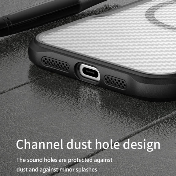 For iPhone 16 Plus Carbon Fiber Texture MagSafe Translucent Phone Case(Black)