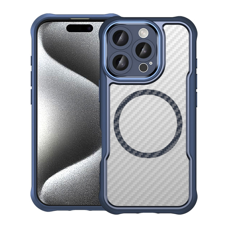 For iPhone 16 Pro Carbon Fiber Texture MagSafe Translucent Phone Case(Blue) - iPhone 16 Pro Cases by PMC TechLife | Online Shopping South Africa | PMC TechLife | Buy Now Pay Later Mobicred