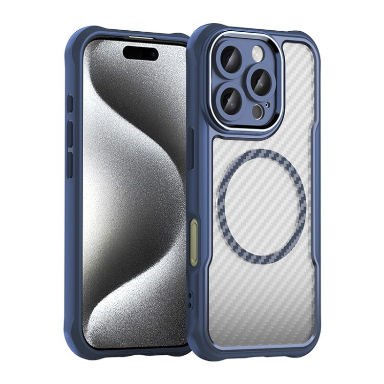 For iPhone 16 Pro Carbon Fiber Texture MagSafe Translucent Phone Case(Blue) - iPhone 16 Pro Cases by PMC TechLife | Online Shopping South Africa | PMC TechLife | Buy Now Pay Later Mobicred