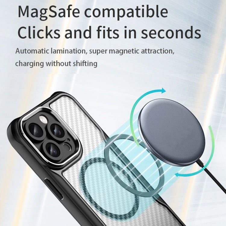 For iPhone 16 Pro Carbon Fiber Texture MagSafe Translucent Phone Case(Blue)