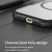 For iPhone 16 Pro Carbon Fiber Texture MagSafe Translucent Phone Case(Purple)