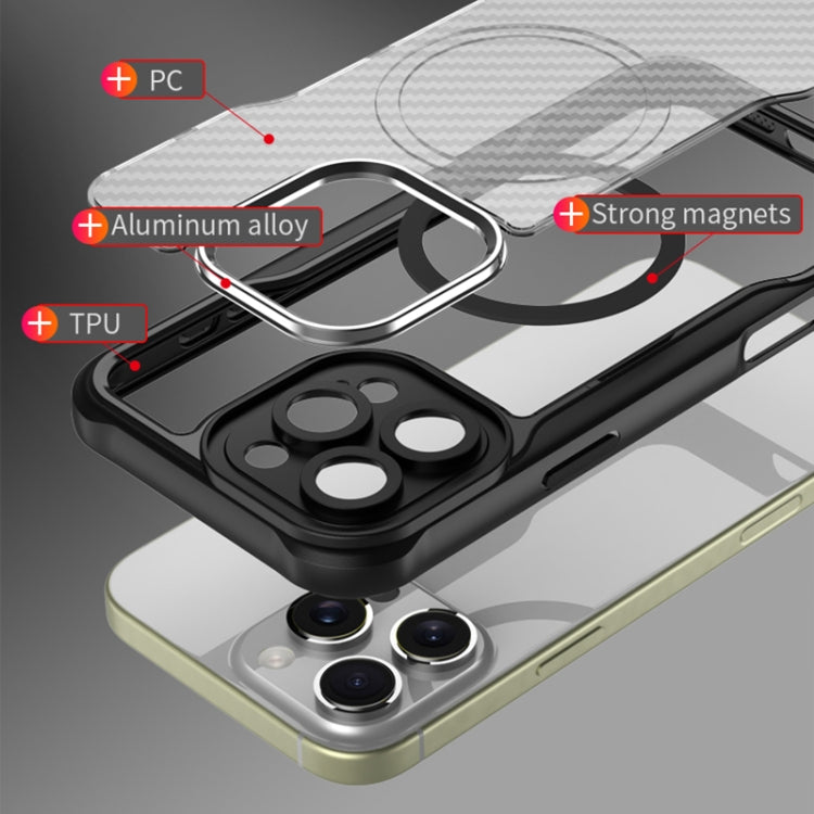 For iPhone 16 Pro Max Carbon Fiber Texture MagSafe Translucent Phone Case(Black)