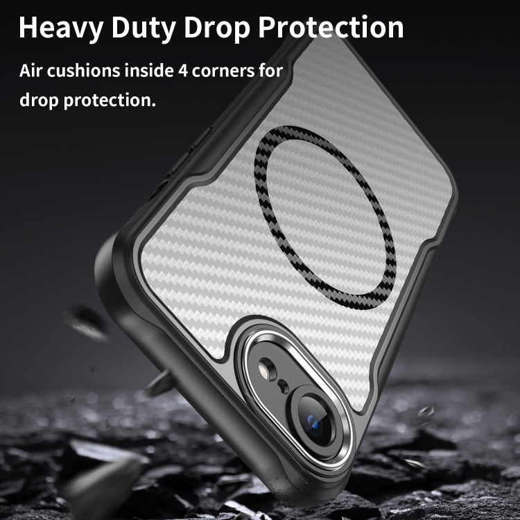 For iPhone 16e Carbon Fiber Texture MagSafe Translucent Phone Case(Black) - iPhone 16e Cases by PMC TechLife | Online Shopping South Africa | PMC TechLife | Buy Now Pay Later Mobicred