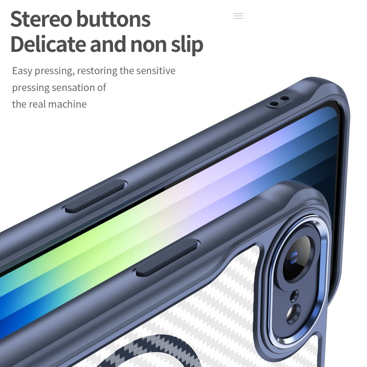 For iPhone 16e Carbon Fiber Texture MagSafe Translucent Phone Case(Blue) - free shipping - PMC TechLife - Order now!