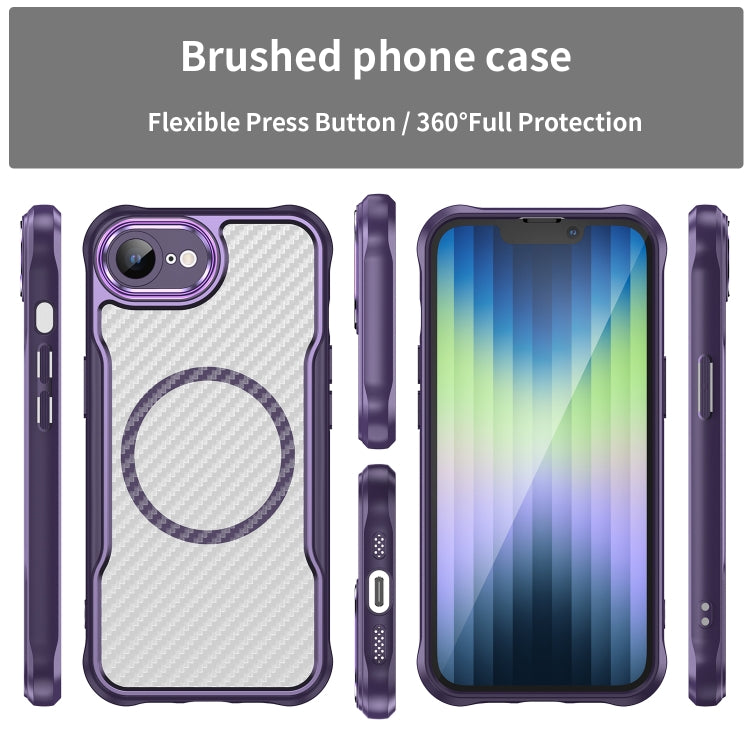 For iPhone 16e Carbon Fiber Texture MagSafe Translucent Phone Case(Purple) - iPhone 16e Cases by PMC TechLife | Online Shopping South Africa | PMC TechLife | Buy Now Pay Later Mobicred