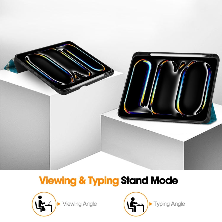 For iPad Pro 11 2024 Custer Painted 3-Fold Holder Smart Leather Tablet Case with Pen Tray(Apricot Flower) - iPad Pro 11 2024 Cases by PMC TechLife | Online Shopping South Africa | PMC TechLife | Buy Now Pay Later Mobicred