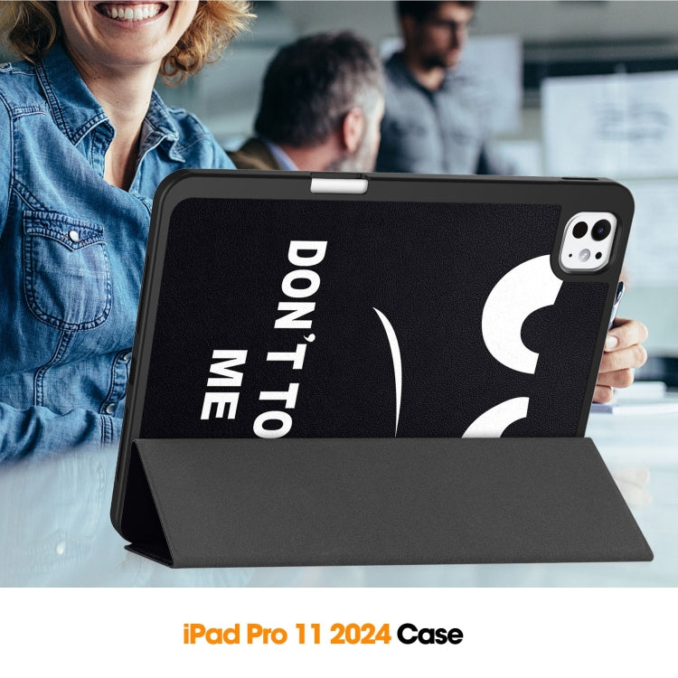 For iPad Pro 11 2024 Custer Painted 3-Fold Holder Smart Leather Tablet Case with Pen Tray(Big Eye ME) - iPad Pro 11 2024 Cases by PMC TechLife | Online Shopping South Africa | PMC TechLife | Buy Now Pay Later Mobicred