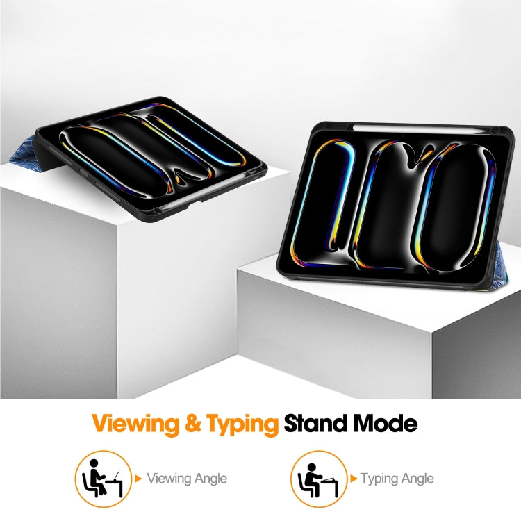 For iPad Pro 11 2024 Custer Painted 3-Fold Holder Smart Leather Tablet Case with Pen Tray(Starry Sky) - iPad Pro 11 2024 Cases by PMC TechLife | Online Shopping South Africa | PMC TechLife | Buy Now Pay Later Mobicred