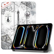 For iPad Pro 11 2024 Custer Painted 3-Fold Holder Smart Leather Tablet Case with Pen Tray(Retro Tower) - iPad Pro 11 2024 Cases by PMC TechLife | Online Shopping South Africa | PMC TechLife | Buy Now Pay Later Mobicred