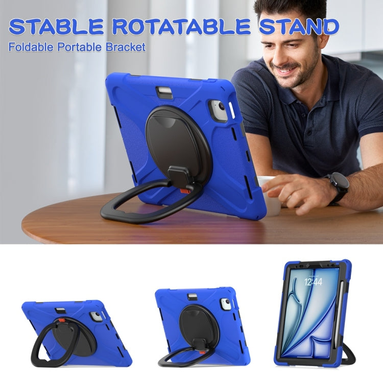 For iPad Air 11 2024 / Air 11 2025 Silicone Hybrid PC Tablet Case with Holder & Shoulder Strap(Blue) - iPad Air 11 2025 / 2024 Cases by PMC Jewellery | Online Shopping South Africa | PMC Jewellery | Buy Now Pay Later Mobicred