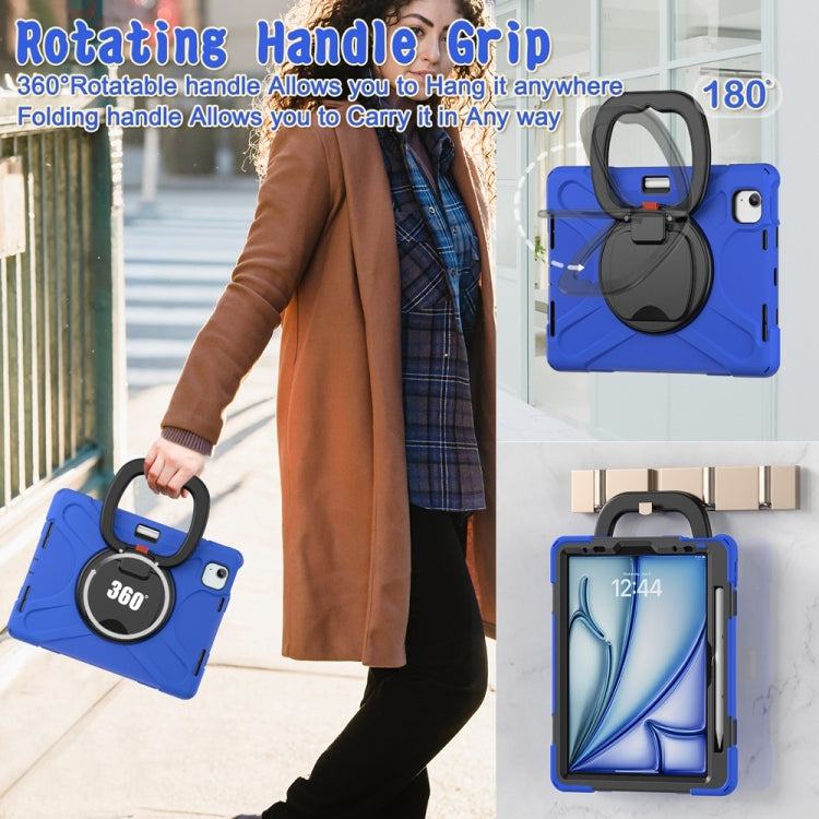 For iPad Air 11 2024 / Air 11 2025 Silicone Hybrid PC Tablet Case with Holder & Shoulder Strap(Blue) - iPad Air 11 2025 / 2024 Cases by PMC Jewellery | Online Shopping South Africa | PMC Jewellery | Buy Now Pay Later Mobicred