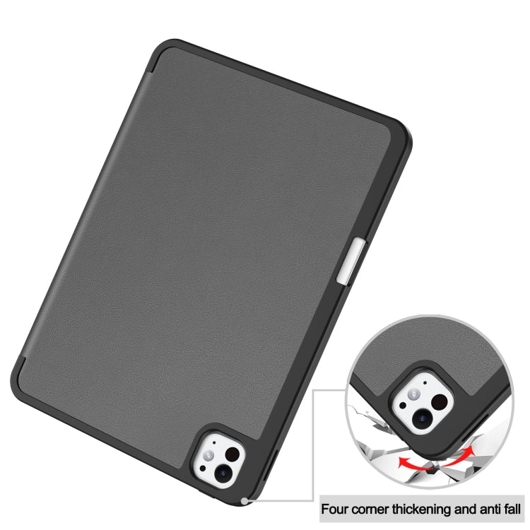 For iPad Pro 11 2024 Custer TPU Pure Color 3-Fold Holder Smart Leather Tablet Case with Pen Tray(Grey) - iPad Pro 11 2024 Cases by PMC TechLife | Online Shopping South Africa | PMC TechLife | Buy Now Pay Later Mobicred