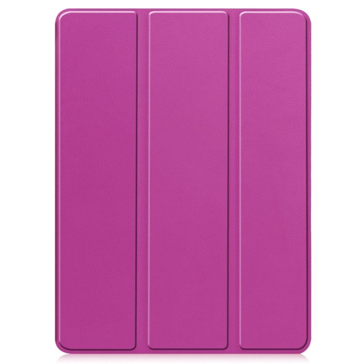 For iPad Pro 11 2024 Custer TPU Pure Color 3-Fold Holder Smart Leather Tablet Case with Pen Tray(Purple) - free shipping - PMC TechLife - Order now!