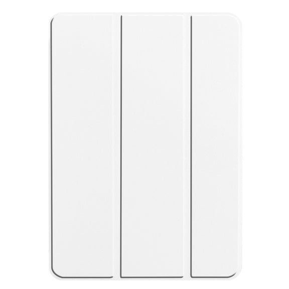 For iPad Pro 11 2024 Custer TPU Pure Color 3-Fold Holder Smart Leather Tablet Case with Pen Tray(White)