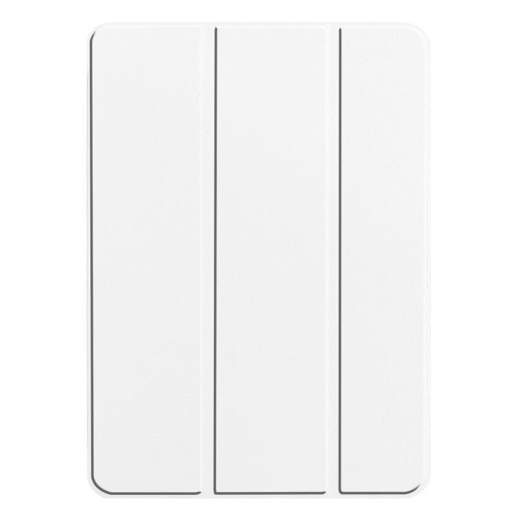 For iPad Pro 11 2024 Custer TPU Pure Color 3-Fold Holder Smart Leather Tablet Case with Pen Tray(White)