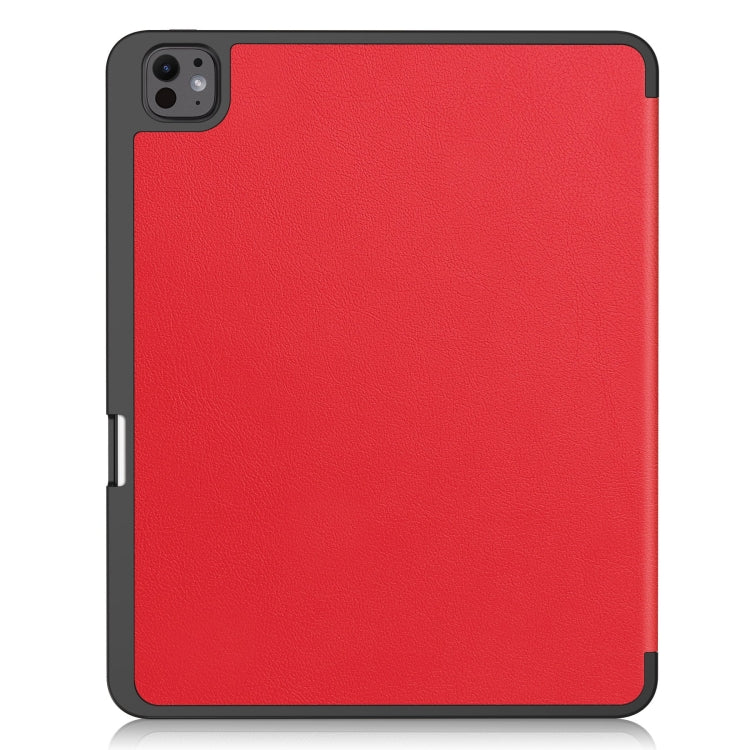 For iPad Pro 13 2024 Custer TPU Pure Color 3-Fold Holder Smart Leather Tablet Case with Pen Tray(Red) - iPad Pro 13 2024 Cases by PMC TechLife | Online Shopping South Africa | PMC TechLife | Buy Now Pay Later Mobicred