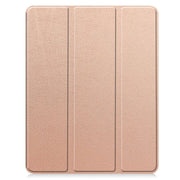 For iPad Pro 13 2024 Custer TPU Pure Color 3-Fold Holder Smart Leather Tablet Case with Pen Tray(Rose Gold)