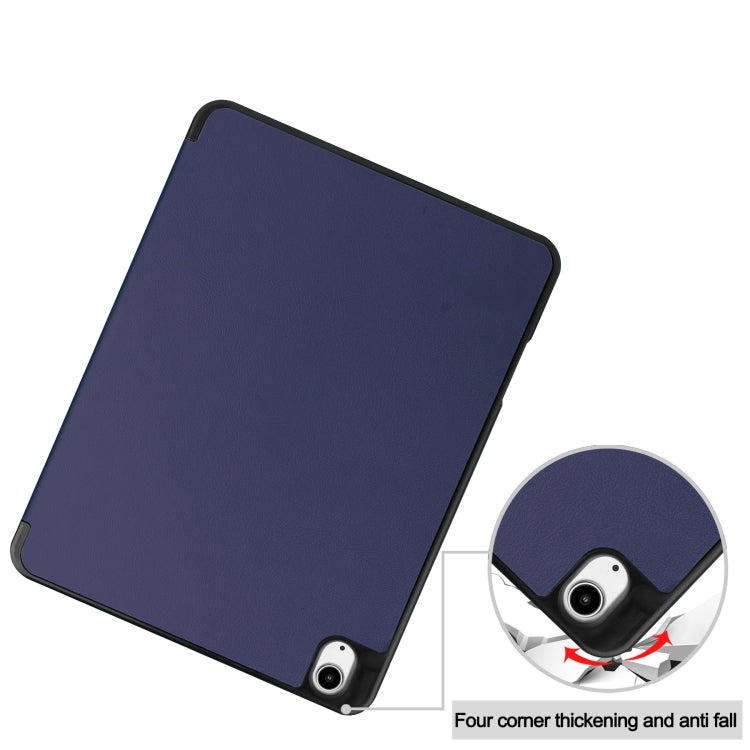For iPad Air 13 2024 / 2025 Custer TPU Pure Color 3-Fold Holder Smart Leather Tablet Case with Pen Tray(Dark Blue) - iPad Air 13 2025 / 2024 Cases by PMC TechLife | Online Shopping South Africa | PMC TechLife | Buy Now Pay Later Mobicred