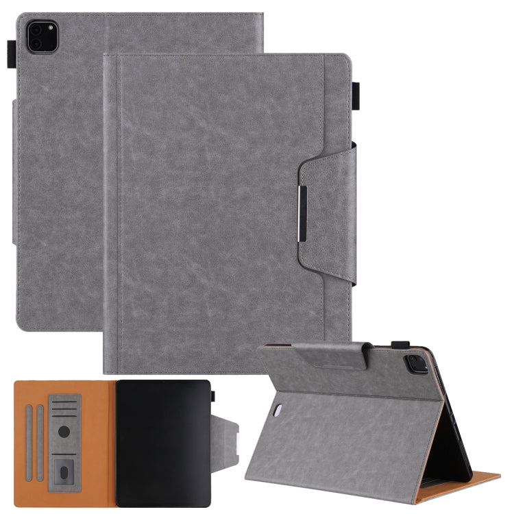 For iPad Pro 11 2024 Solid Color Metal Buckle Leather Smart Tablet Case(Grey) - iPad Pro 11 2024 Cases by PMC TechLife | Online Shopping South Africa | PMC TechLife | Buy Now Pay Later Mobicred