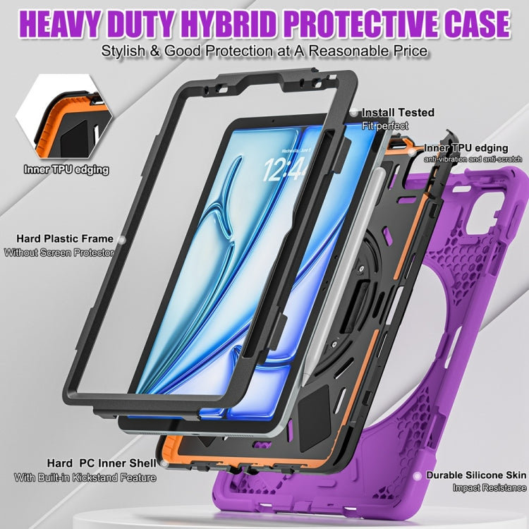 For iPad Air 11 2024 / Air 11 2025 Rotatable Holder Silicone Hybrid PC Tablet Case with Shoulder Strap(Purple) - iPad Air 11 2025 / 2024 Cases by PMC TechLife | Online Shopping South Africa | PMC TechLife | Buy Now Pay Later Mobicred