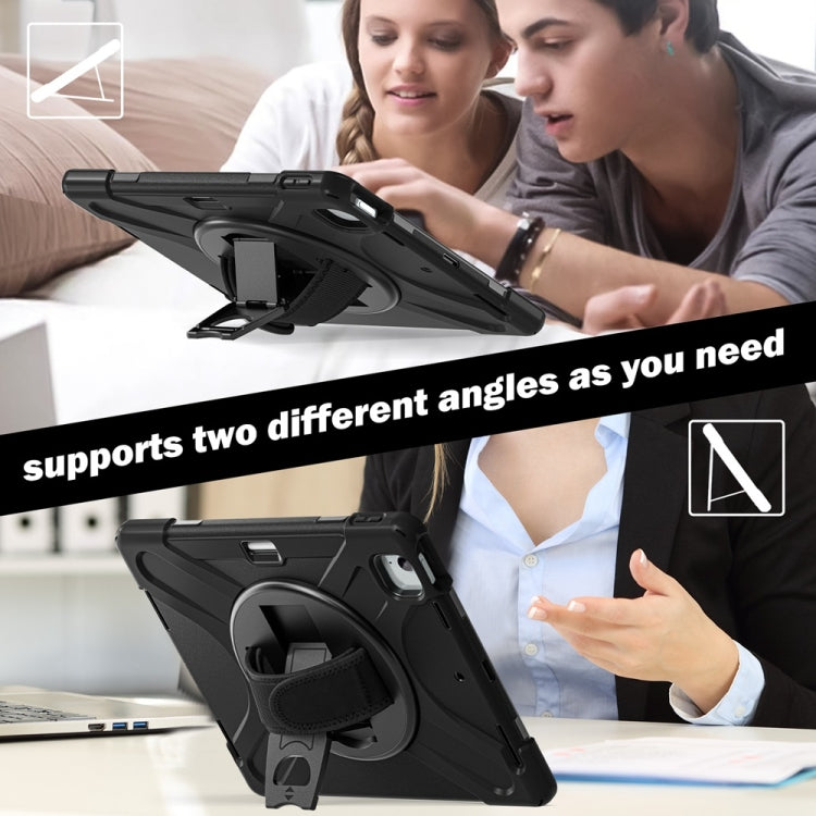 For iPad Air 13 2024 / Air 13 2025 Rotatable Holder Silicone Hybrid PC Tablet Case with Shoulder Strap(Black) - iPad Air 13 2025 / 2024 Cases by PMC TechLife | Online Shopping South Africa | PMC TechLife | Buy Now Pay Later Mobicred