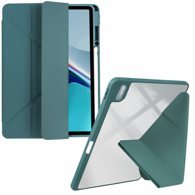 For Huawei MatePad 11 2021 / 2023 Clear Acrylic Deformation Leather Tablet Case(Dark Green)