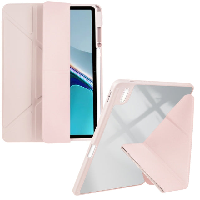 For Huawei MatePad 11 2021 / 2023 Clear Acrylic Deformation Leather Tablet Case(Pink)