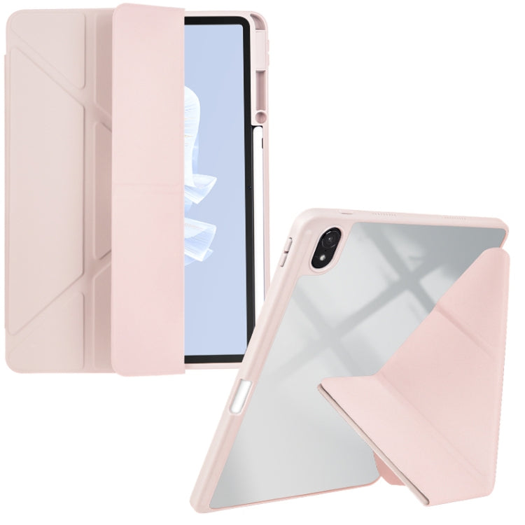 For Huawei MatePad Air 11.5 2023 Clear Acrylic Deformation Leather Tablet Case(Pink) - Huawei by PMC TechLife | Online Shopping South Africa | PMC TechLife | Buy Now Pay Later Mobicred