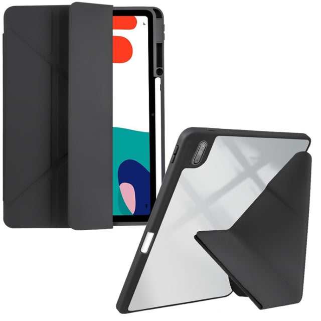 For Huawei MatePad 10.4 Clear Acrylic Deformation Leather Tablet Case(Black)
