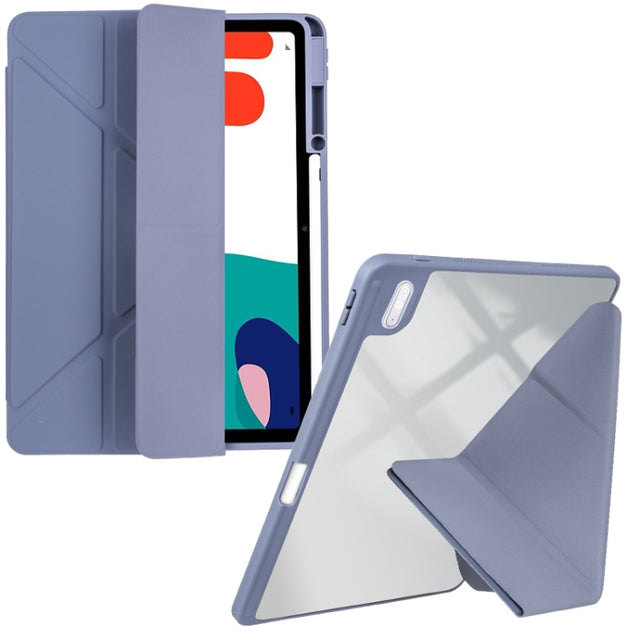 For Huawei MatePad 10.4 Clear Acrylic Deformation Leather Tablet Case(Lavender Purple)