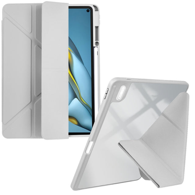 For Huawei MatePad 10.8 Clear Acrylic Deformation Leather Tablet Case(Grey)