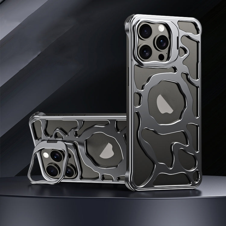 For iPhone 16 Pro Max Auspicious Cloud Series MagSafe Metal Phone Case with Bracket(Grey) - iPhone 16 Pro Max Cases by PMC TechLife | Online Shopping South Africa | PMC TechLife | Buy Now Pay Later Mobicred