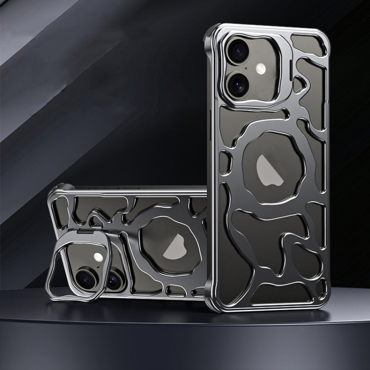 For iPhone 16 Auspicious Cloud Series MagSafe Metal Phone Case with Bracket(Grey) - iPhone 16 Cases by PMC TechLife | Online Shopping South Africa | PMC TechLife | Buy Now Pay Later Mobicred