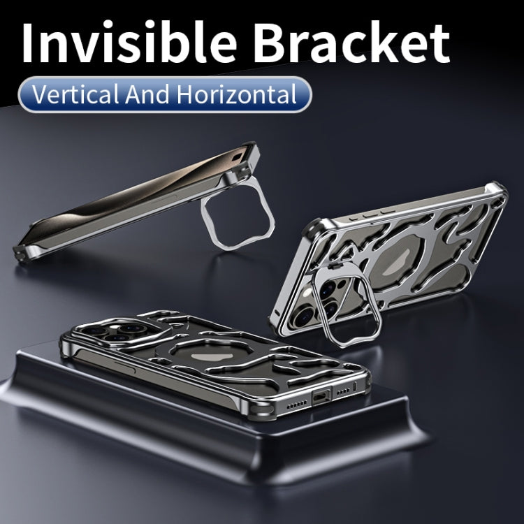 For iPhone 16 Pro Max Auspicious Cloud Series MagSafe Metal Phone Case with Bracket(Grey) - iPhone 16 Pro Max Cases by PMC TechLife | Online Shopping South Africa | PMC TechLife | Buy Now Pay Later Mobicred