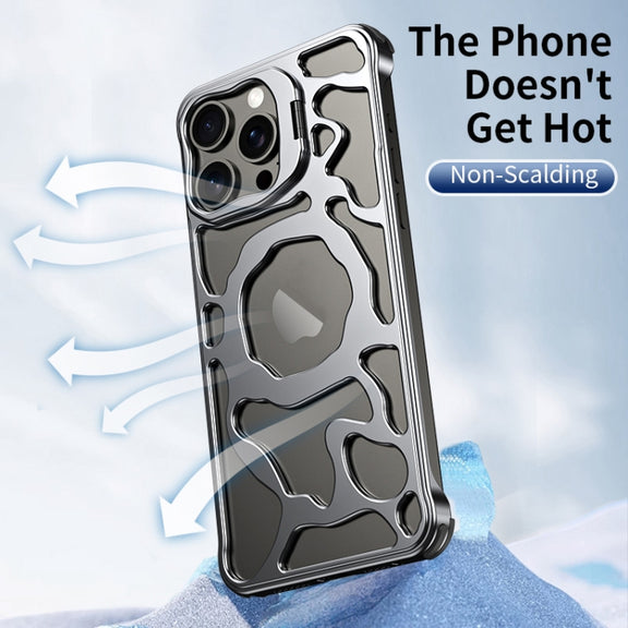 For iPhone 16 Auspicious Cloud Series MagSafe Metal Phone Case with Bracket(Silver)