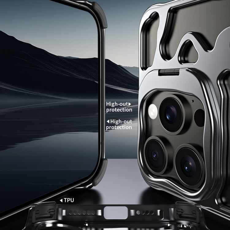 For iPhone 16 Auspicious Cloud Series MagSafe Metal Phone Case with Bracket(Grey) - iPhone 16 Cases by PMC TechLife | Online Shopping South Africa | PMC TechLife | Buy Now Pay Later Mobicred