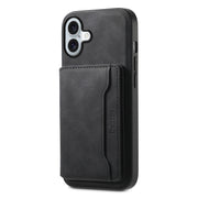 For iPhone 16 Denior D13 Retro Texture Leather MagSafe Card Bag Phone Case(Black)