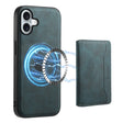 For iPhone 16 Denior D13 Retro Texture Leather MagSafe Card Bag Phone Case(Blue) - free shipping - PMC TechLife - Order now!