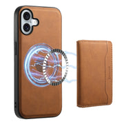 For iPhone 16 Denior D13 Retro Texture Leather MagSafe Card Bag Phone Case(Brown)