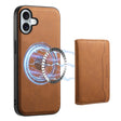 For iPhone 16 Plus Denior D13 Retro Texture Leather MagSafe Card Bag Phone Case(Brown) - iPhone 16 Plus Cases by Denior | Online Shopping South Africa | PMC TechLife | Buy Now Pay Later Mobicred