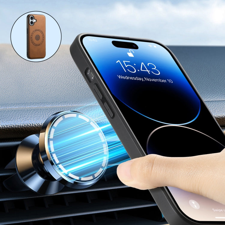 For iPhone 16 Plus Denior D13 Retro Texture Leather MagSafe Card Bag Phone Case(Brown) - iPhone 16 Plus Cases by Denior | Online Shopping South Africa | PMC TechLife | Buy Now Pay Later Mobicred