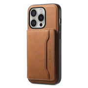 For iPhone 16 Pro Denior D13 Retro Texture Leather MagSafe Card Bag Phone Case(Brown)