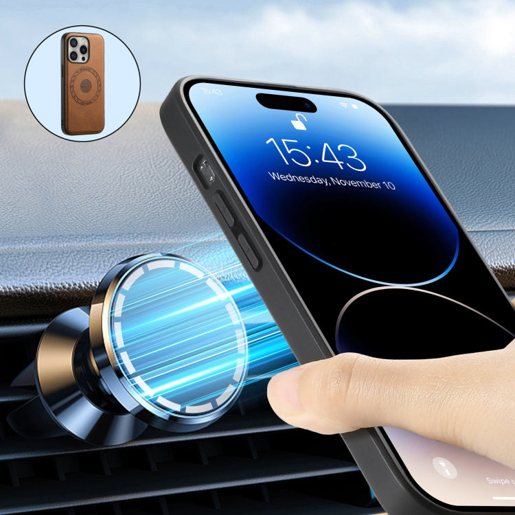 For iPhone 16 Pro Denior D13 Retro Texture Leather MagSafe Card Bag Phone Case(Brown) - free shipping - PMC TechLife - Order now!