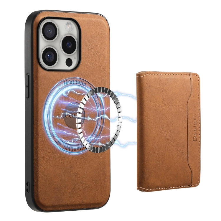 For iPhone 16 Pro Max Denior D13 Retro Texture Leather MagSafe Card Bag Phone Case(Brown) - iPhone 16 Pro Max Cases by Denior | Online Shopping South Africa | PMC TechLife | Buy Now Pay Later Mobicred