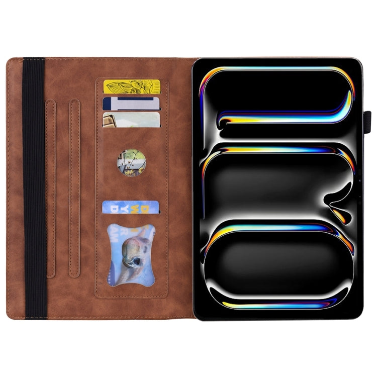 For iPad Pro 11 2024 Splicing Shockproof Leather Tablet Case(Brown) - iPad Pro 11 2024 Cases by PMC TechLife | Online Shopping South Africa | PMC TechLife | Buy Now Pay Later Mobicred