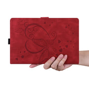 For iPad Pro 13 2024 Love Butterfly Embossed Leather Tablet Case(Red)