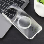 For Huawei Pura 70 Pro /70 Pro+ 6D Plated Carbon Fiber Clear Magsafe PC Phone Case(Starlight Silver)