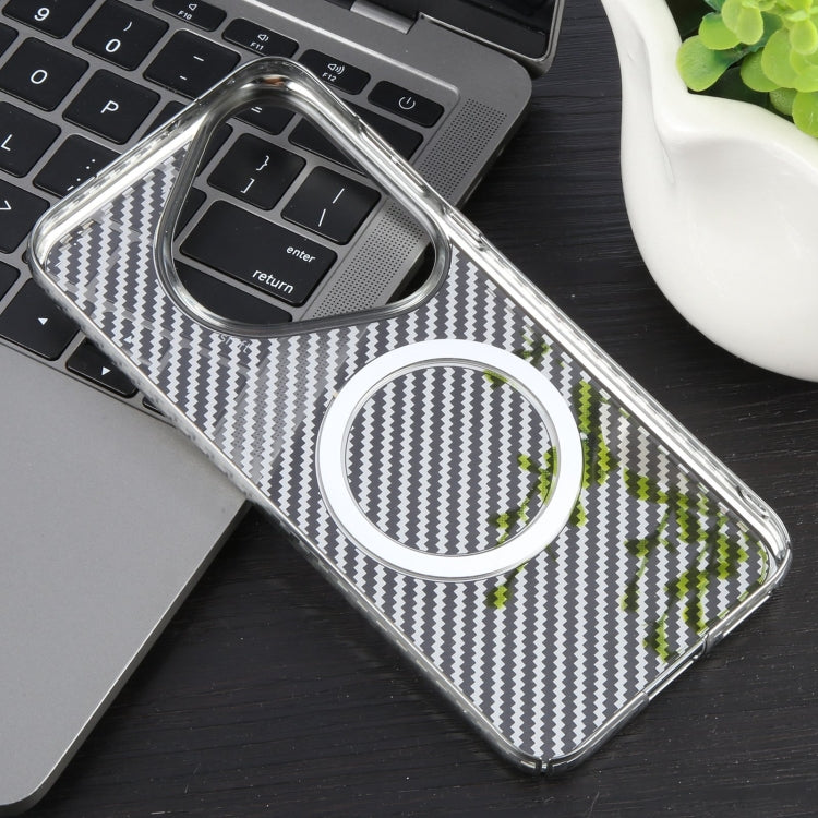 For Huawei Pura 70 Pro /70 Pro+ 6D Plated Carbon Fiber Clear Magsafe PC Phone Case(Starlight Silver)