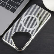 For Huawei Pura 70 Pro /70 Pro+ 6D Plated Carbon Fiber Clear Magsafe PC Phone Case(Starlight Silver)