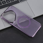For Huawei Pura 70 Pro /70 Pro+ 6D Plated Carbon Fiber Clear Magsafe PC Phone Case(Aurora Purple)
